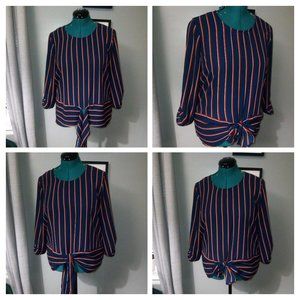 Maurice’s Pinstriped Tie Waist Blouse Sz Large